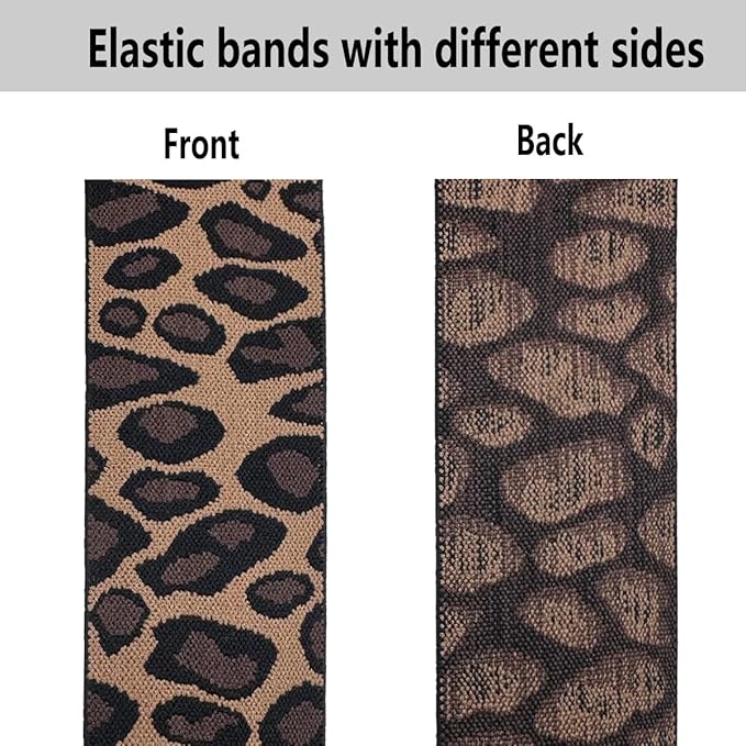 Dortrue 2 Inch 5 Yards Leopard Print Sewing Elastic Band Heavy Stretch High Elasticity Elastic Spool for Sewing Pants Waistband, Straps, Craft DIY Projects