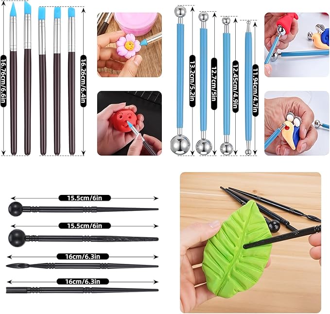 Clay Tools 43PCS Pottery Tools Clay Sculpting Tools Polymer Clay Tools Kit Ceramic Tools for DIY Handcraft Modeling Clay Carving Tools Set