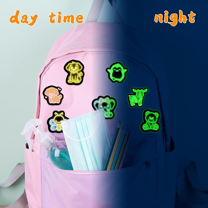 70 Pcs Cartoon Animal Water Bottle Stickers for Kids, Glow in The Dark Cute Neon Vinyl Laptop Decals, Teens Girls Boys Adults Phone Case Skateboard Luggage Decor