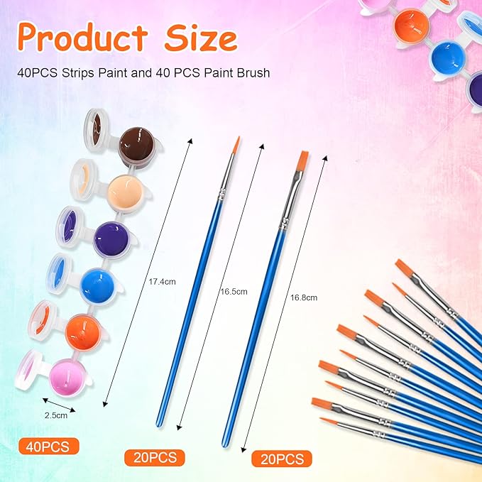 20 Pack Washable Acrylic Paint Set for Kids Arts and Crafts,280 PCS Gouache Watercolor Paint Sets of 12 Colors for Party Classroom Painting Supplies, 10 Pairs Flat and Pointed Brushes