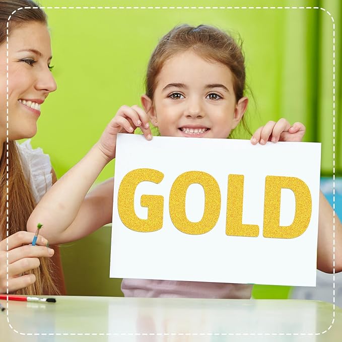 Harloon 232 Pcs 24 Sheets Large Glitter Letter Stickers Big Font Alphabet Letter Self Adhesive Letters Kit Mailbox Stickers for Mailbox Bulletin Boards Classroom Home(Gold,6 Inch)