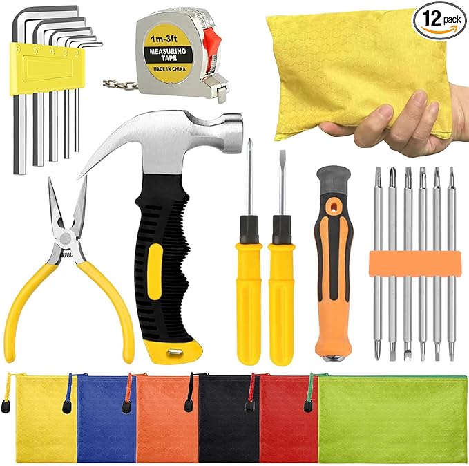 Mini Operation Tool Kit Bulk for Child Shoebox Christmas Gift Small Emergency Compact Tool Set for Beginner, Apartment, Office,DIY Projects, Home Maintenance (102)
