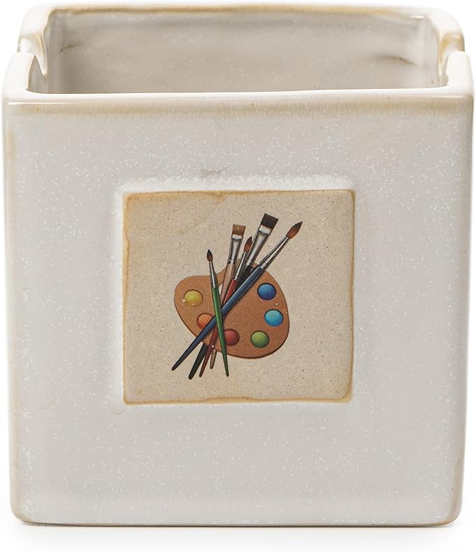 GUTE Painters Artist Paint Brush Holder & Cleaner - 3.5" H 3" W Gift Mixing Cup, Elegant Painting Cup Supplies for Children & Adults, Arts & Crafts Supplies for Home (White)