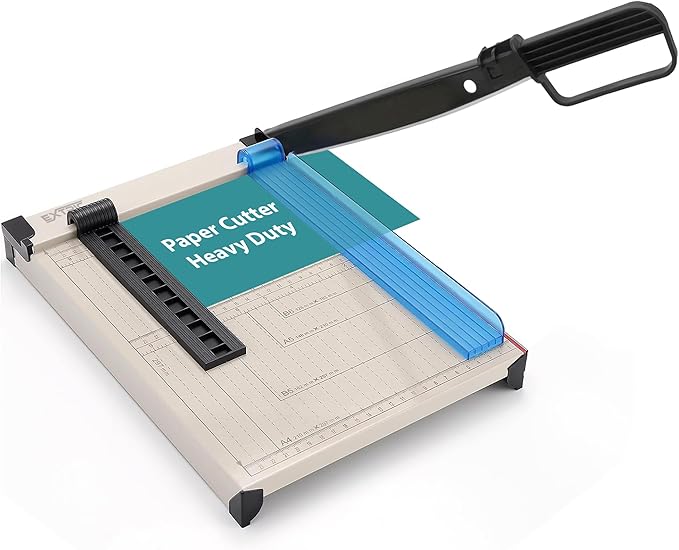 EXTRIC Paper Cutter Heavy Duty, 12" Paper Trimmer with Safety Guard, Guillotine Papers Cutter for Classroom and Office, Heavy Duty Metal Base, Magnetic Guide, Laser Printed Scale