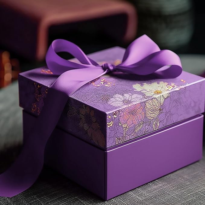 LIUYAXI Purple Stain Ribbon, 1/2" X Continuous 50 Yards, Double Faced Fabric Ribbon Perfect for Gift Wrapping Wedding Christmas Birthday Floral Arrangement Craft