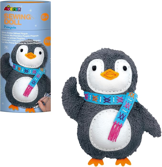 Avenir My First Sewing Kit for Beginner Ages 6+ I Premium Plush Big DIY Animals I Child-Safe Tools for Easy Crafting Fun I Motor Skills Wiggle Stuff Stitching Creativity I Skill Gift for Boys & Girls