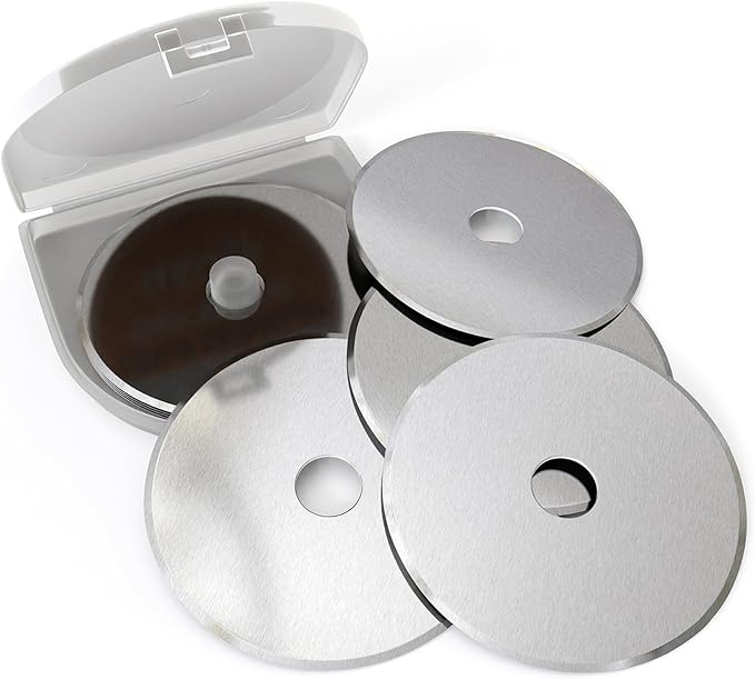 60mm Rotary Cutter Blades,5-Pack Replacement Blades Fits Fiskars,OLFA,Martelli,Dremel,Truecut,DAFA,Fabric Cutting Blades Refill for Quilting Scrapbooking Sewing Arts &Crafts, SKS-7