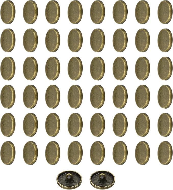 HARFINGTON 50pcs 28L Metal Round Flat Sewing Buttons 18mm Alloy Shank Craft Replacement Button for Men Women Suit Woolen Coat Shirt Trousers Sewing Crafts, Bronze