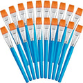 Zonon 20 Pcs Flat Paint Brushes Acrylic Painting Craft Accessories Classroom Prizes Gifts Small Watercolor Paint Brushes Bulk for Adult Artist Detail Oil Canvas Face(3/4 Inch,Blue)