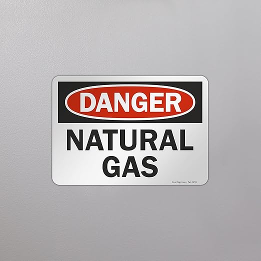 SmartSign 7 x 10 inch “Danger - Natural Gas” OSHA Label with Adhesive Backing, 3 mil Laminated Adhesive Polyester, Red, Black and White
