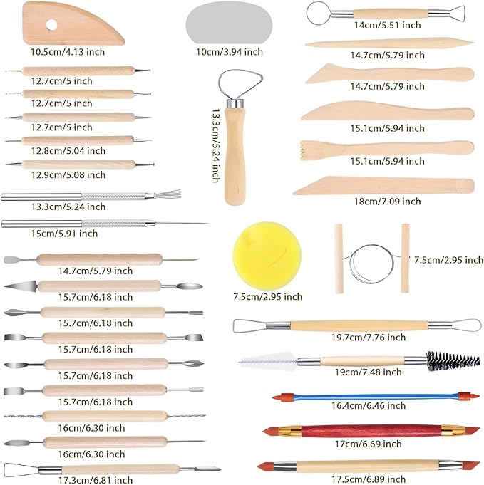 Tovotum Pottery Sculpting Tools 32PCS Ceramic Clay Carving Tools Set for Beginners Expert Art Crafts Pottery Clay Tool