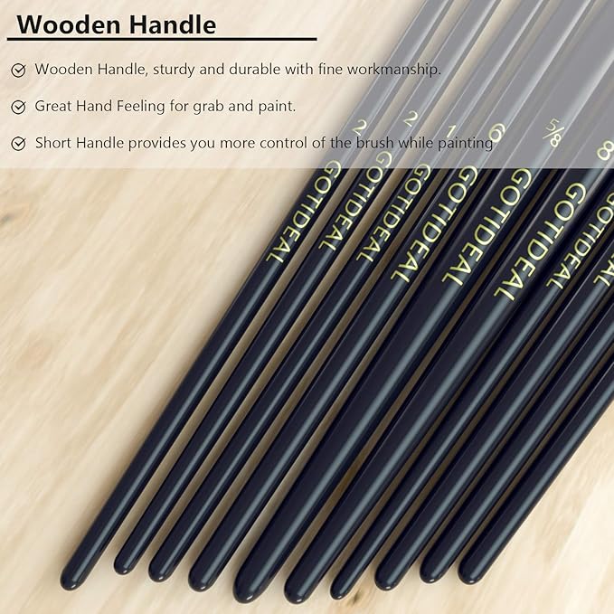 GOTIDEAL Paint Brush Set, 50 Pcs Round Pointed Tip, Small Nylon Hair Brushes for Acrylic, Oil and Gouache，Body, Face Nail Art and Rock Painting, Perfect for Kids & Adult