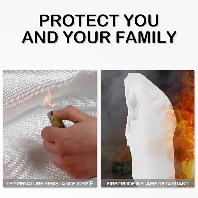 FLASLD Fire Blanket for Home and Kitchen, Fiberglass Fire Blankets Emergency for People, Flame Retardant Protection and Heat Insulation (6 ft x 6 ft)