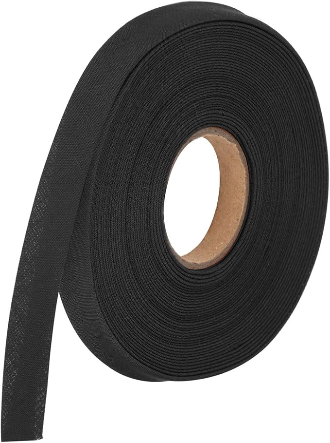 MECCANIXITY 1/2 Inch Double Fold Bias Tape Polyester Continuous Bulk Bias Tape for Sewing,Seaming Quilting Hemming Binding Crafts (Black 10 Yards)