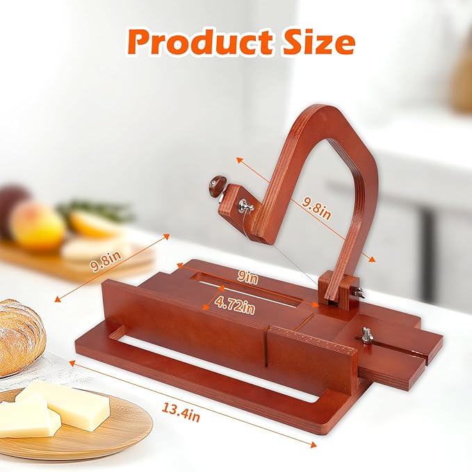 Premium Wooden Soap Cutter for Soap Making Supplies,Adjustable Handmade Soap Making Kit,Soap Cutters for Soap Making Loaf Slicer,with Scale,Efficient DIY,Funny