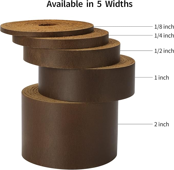 Ringsun1/4 Inch Wide Flat Leather Strips for Crafts, Full Grain Leather Straps Cord String for Crafts, Tooling (2mm Thick 72.5 Inches Long Dark Brown)