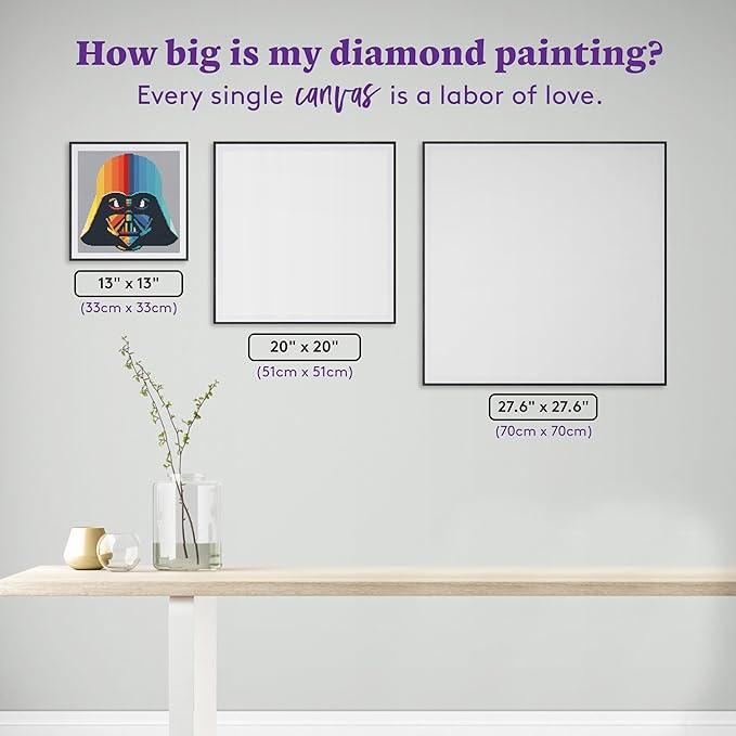 DIAMOND ART CLUB Rainbow Darth Vader Diamond Painting Kit, Fun DIY Crafts for Adults, Round Diamond Art Canvas, 13" x 13"