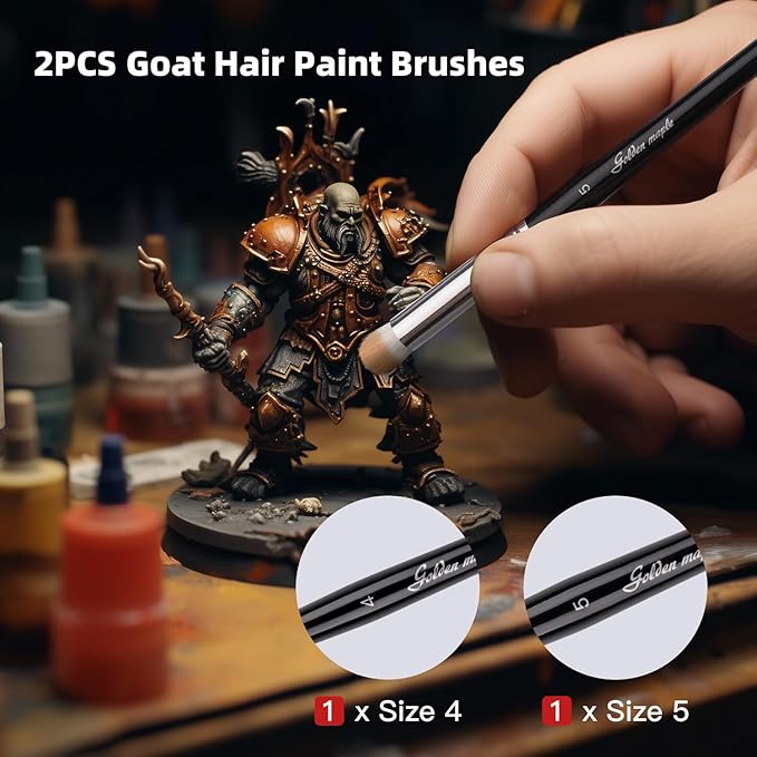 Detailing Brush Set - Golden Maple 13pcs Miniature Paint Brushes and Dry Brush Set for Fine Detail Paint, Acrylic Painting, Watercolor, Oil, Models