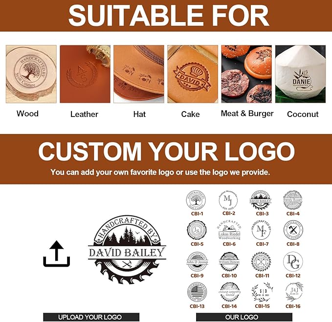 Custom Electric Branding Iron for Wood, Branding Irons Personalized with Stand, Wood Burning Tool Leather Branding Iron, Woodworking Tools for DIY Crafts Handmade Lover Gift(Electric Handle)
