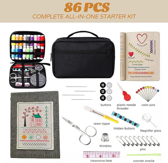 AEEHFENG 2026 Upgraded Embroidery Stitch Book Kit, Advanced Embroidery Book Kit, DIY Embroidery Stitch Bo-ok kit with Multiple Sewing Kit, 108 Pattern for DIY and Sew Enthusiast (2 Pack)