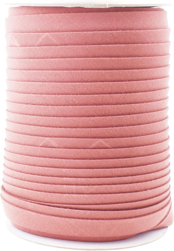Mandala Crafts 55 Yards 1/2 Inch Dusty Rose Double Fold Bias Tape for Sewing - Bias Binding Tape for Quilting Binding, Hemming, Seam, and Fabric Piping