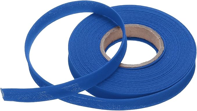 MECCANIXITY 1/2 Inch Single Fold Bias Tape Polyester Continuous Bulk Bias Tape for Sewing,Seaming Quilting Hemming Binding Crafts (Bright Blue 10 Yards)