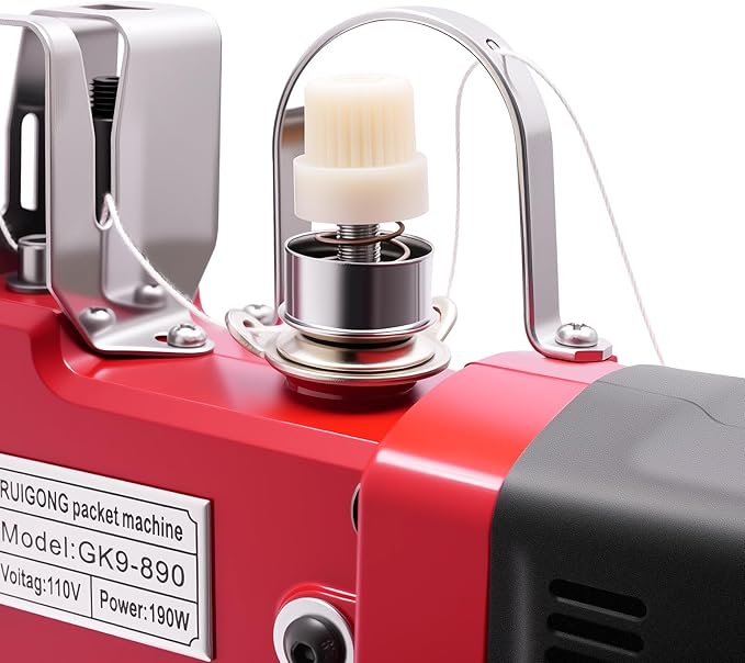 Bag Sewing Machine Battery Powered Handheld High Speed Bag Sealing Machine Industrial Bag Closing Machine for Burlap Sack, Canvas, Feed Sacks, Woven (Red)