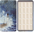 Portable Watercolor Paint Palette with Tins, Lightweight Empty Full Pans with Magnetic Squares, Metal Paint Tray Palettes for Travel, Acrylics Painting and Art, 20Full Pans,Lighthouse