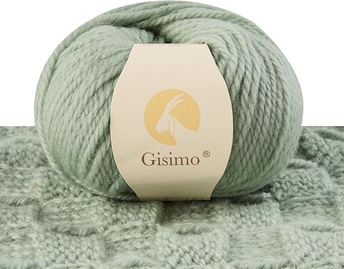 100% Merino Wool Yarn 3-Ply Luxurious and Soft Yarn for Hand Knitting & Crocheting (Ocean Green,1Ball)
