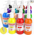 15 Colors Large Washable Paint Set for Kid, 10oz/300 ml Bottle with Pump, Bulk Paint Supplies Non Toxic Children Tempera Paint for Art, Craft, DIY, Finger Paint, School, Home, Classroom