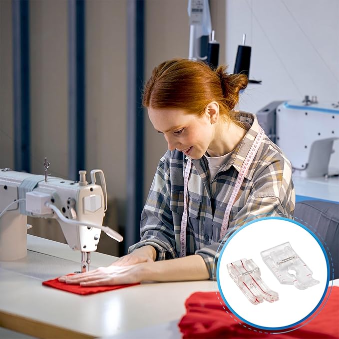 2-Piece Clear View 1/4" (Quarter Inch) Patchwork Quilting Presser Foot Set for Low Shank Snap-On Singer, Brother, Janome, Juki, Babylock, Elna, Kenmore, White, Necchi, and More Sewing Machines