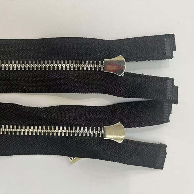5-Pack Bright Silver Metal Zipper, 31 Inch Separating Jacket Zipper for Crafts, Coat, Windbreaker, Vest and DIY Clothing Projects