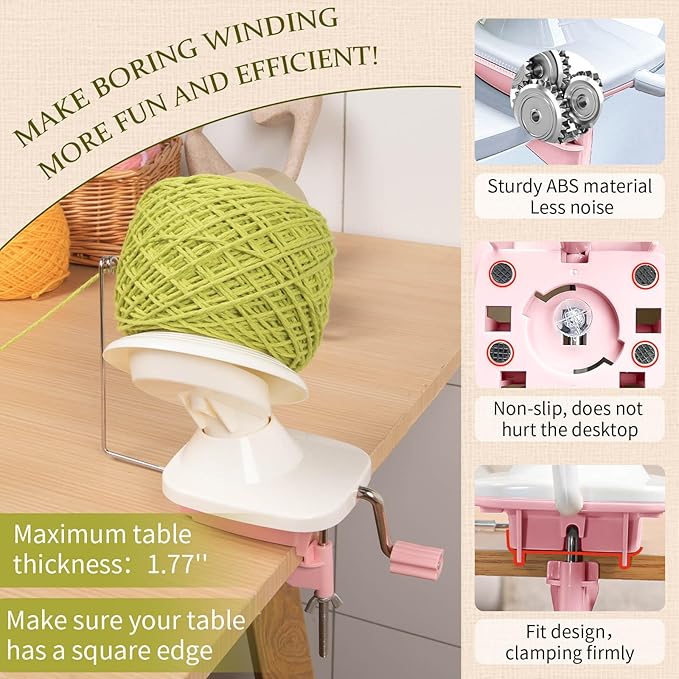 SPEENSUN Yarn Winder, Yarn Winder for Crocheting, 3.5 OZ Easy-to-Install and Efficiently Yarn Ball Winder with Twist Winder Thread Guide for Yarns Below 0.18 Inch,for Crochet and Knitting Lover