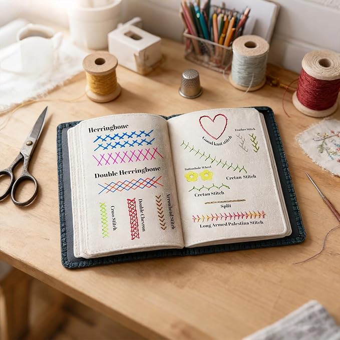 Froklic Embroidery Stitch Book, Portable Sewing & Hand Embroidery Kit, Cross Stitch Kits, DIY Needlepoint Starter Set with Complete Toolkit & Instructional Tutorial for Adults & Beginners(2 Set)