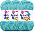 Velvet Chenille Yarn for Crocheting Lake Blue Velvet Fluffy Plush Thick Bulky Chunky Chenille Soft Baby Blanket Yarn for Crocheting Hand Knitting 3 * 100g-Lake Blue