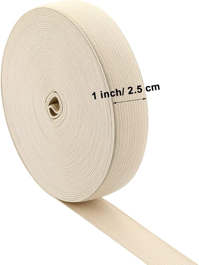 EBOOT 1 Pcs Elastic Spool (1 Inch X 11 Yard,Beige)