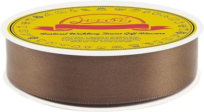 Double Face Brown Satin Ribbon 7/8 inch X 25 Yards Polyester Brown Ribbon for Gift Wrapping Very Suitable for Weddings Party Invitation Decorations and More