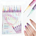 Nail Art 12-Color Marker Set, Fine-Tip Precision Pens for Manicure Design，3D Nail Art, Drawing Painting Liner Brush for Beauty Adorn Manicure Tools