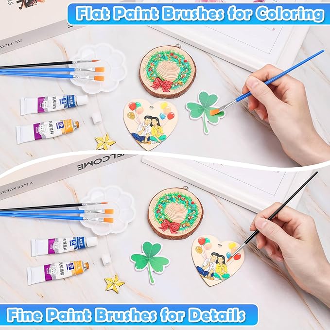 70Pcs Paint Brushes Small, Flat and Round Tip Paint Brushes for Kids Classroom Craft Nylon Hair Paint Brush for Acrylic Water Color Canvas Face Painting