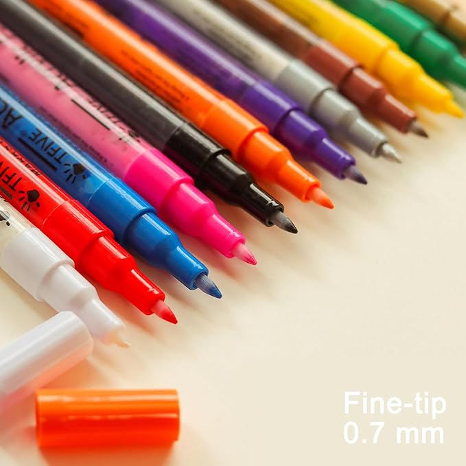 TFIVE Paint Marker Pens - 5 Colors Acrylic Permanent Marker, 0.7mm Extra Fine Tip for Art Projects, Drawing, Rock Painting, Ceramic, Glass, Wood, Plastic, Metal, Canvas DIY Crafts
