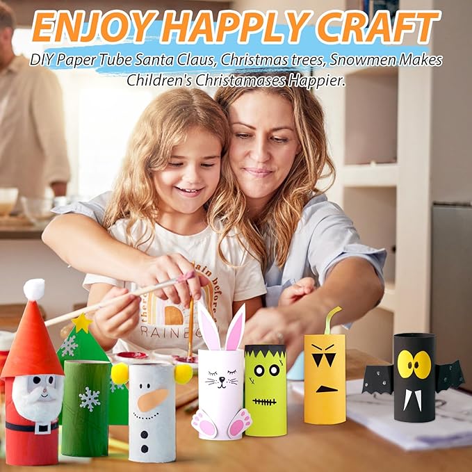 MAPVOLUT 70 Pieces Cardboard Tubes for Crafts, White Kraft Toilet Paper Rolls for Crafts - 1.5 x 3.2 Inches Strong and Pressure-Resistant Tubes for Craft Supplies DIY Art