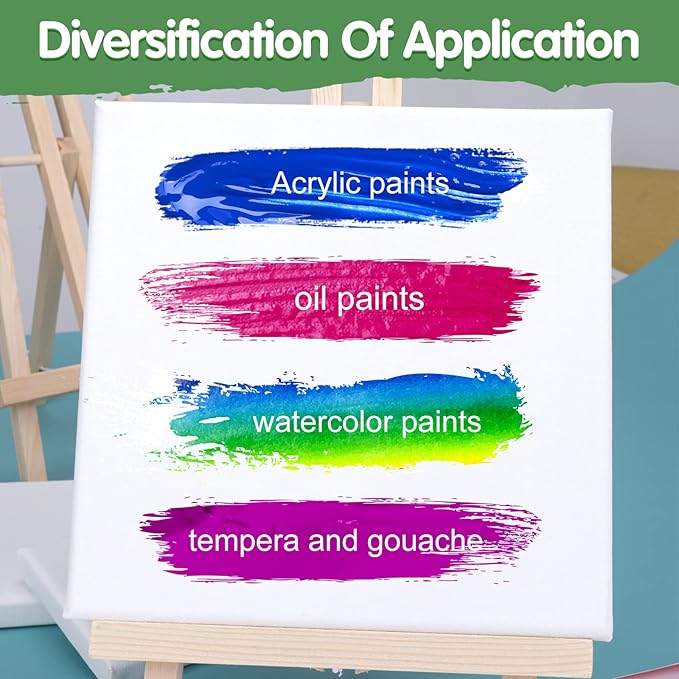 ESRICH Canvases for Painting, 36 Pack Canvas Boards 4x4, 6x6, 8x8, 5x7, 8x10, 9x12, 11x14, Round Canvas Panels with 8x8,10x10-Cotton Primed Blank Large Canvases for Acrylic, Oil, Gouache & Tempera.