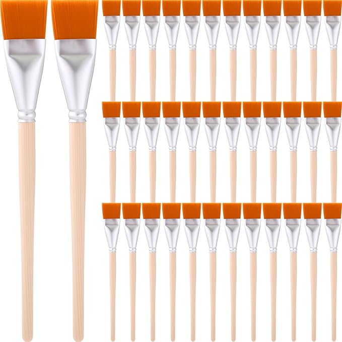 Crtiin 60 Pcs Operation Christmas Bulk Items Paint Brush for Acrylic Painting Paintbrushes Bulk Artist Brush for Detail Watercolor Oil Art(Wood Color,1 Inch)