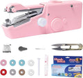 ALIBBON Handheld Sewing Machine for Beginners Portable Electric Mini Sewing Machine with Accessory Kit Small Hand Stitching Machine for DIY Clothes Home Travel Sewing Kit for Adults (Pink)