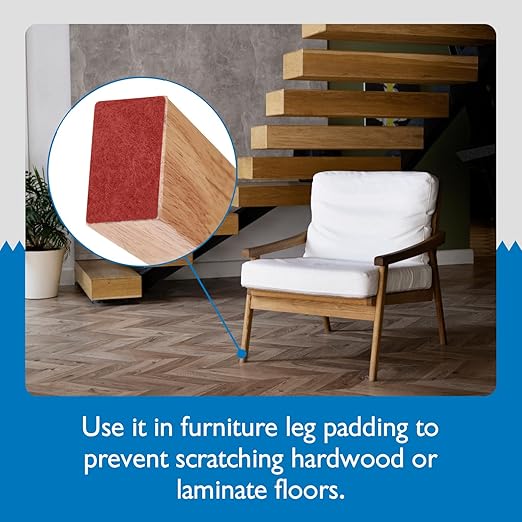 FindTape Polyester 1.5mm Felt Tape – 2 in. x 50 ft. Felt Strips with Adhesive Backing and Furniture Strips, Great for Arts and Crafts, Classrooms, and Protecting Furniture (Red)