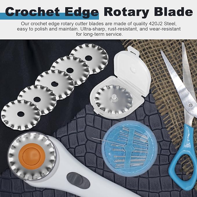 5 Pcs 28mm Pinking Rotary Cutter Blades, Bestgle Decorative Rotary Blades Replacement Rotary Cutter Blade for Quilting Sewing - Fits Fiskars, OLFA