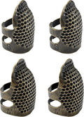 ZESION 4Pcs Sewing Thimbles, Adjustable Metal Thimbles for Hand Sewing Finger Protector, Quilting Craft Accessories for Knitting Needlework DIY Tools, Bronze(2 Sizes, S/M)