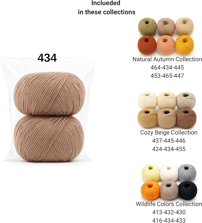 Harmony Cotton Yarn by Yarneverse – 2-Pack Soft Fine Weight (#2) 60% Cotton / 40% Acrylic (50g / 165m Each – Total 100g / 330m) (2, 434)
