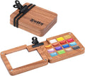 Soho Urban Artist Mini Wooden Travel Watercolor Palette of 15 Metallic Colors - Professional Watercolor Paint Set for Plein Air Artists, Semi-Moist Pans, Pocket