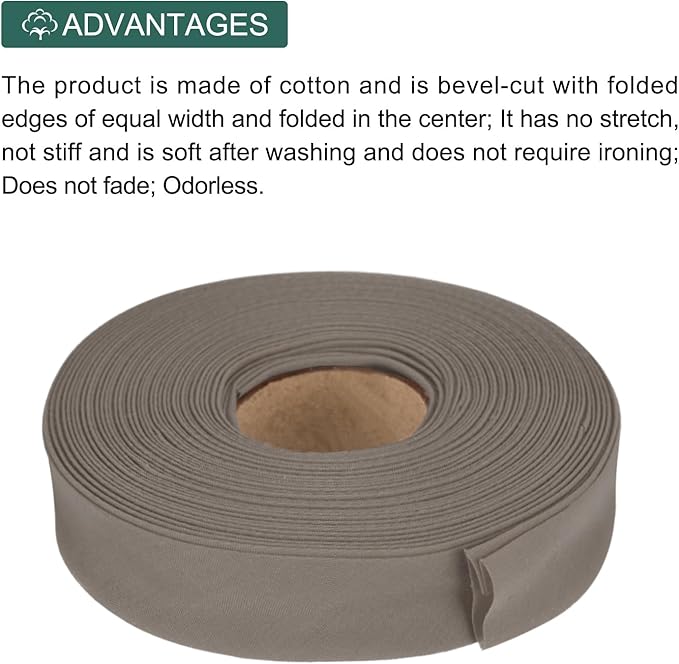 MECCANIXITY 1 Inch Double Fold Bias Tape Polyester Continuous Bulk Bias Tape for Sewing,Seaming Quilting Hemming Binding Crafts (Coffee 10 Yards)